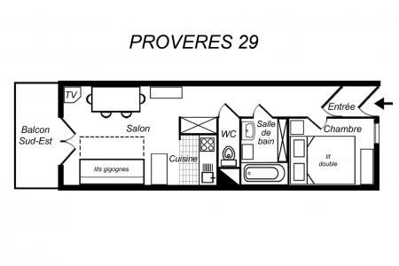 Ski verhuur Appartement 2 kamers 4 personen (029) - Résidence Provères - Méribel-Mottaret