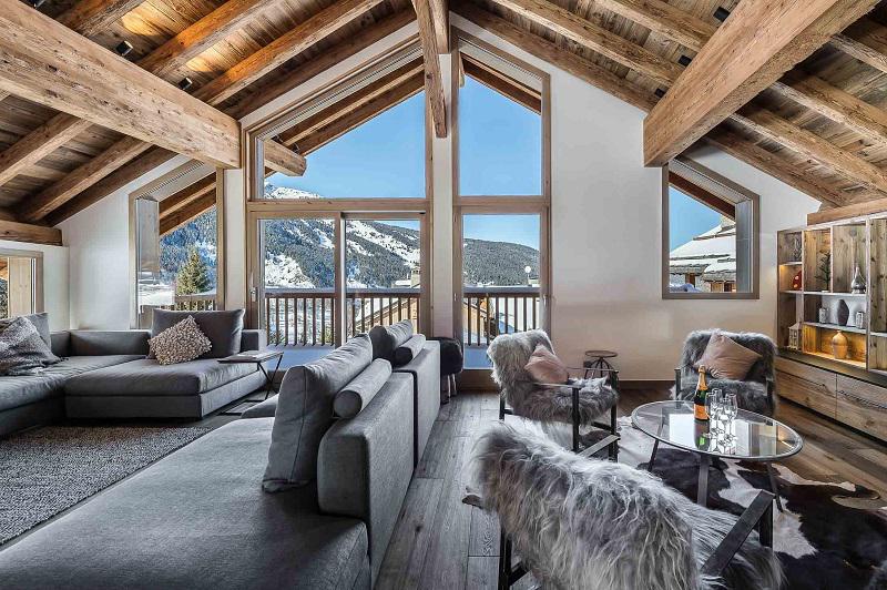 Rent in ski resort 7 room triplex chalet 12 people - Chalet Fontany - Méribel - Living room