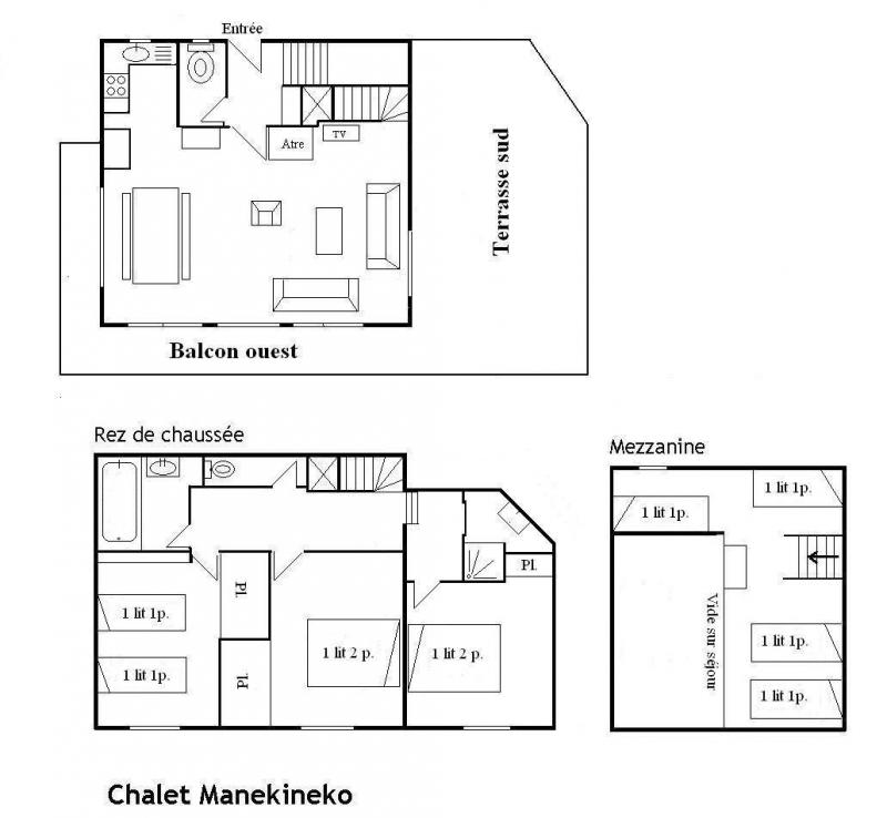 Location au ski Chalet 5 pièces mezzanine 10 personnes - Chalet Manekineko - Méribel - Plan