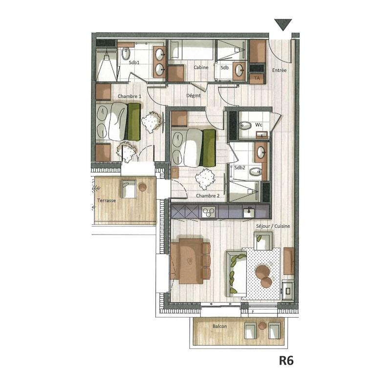 Location au ski Appartement 3 pièces cabine 4-6 personnes (D11) - Falcon - Méribel - Plan