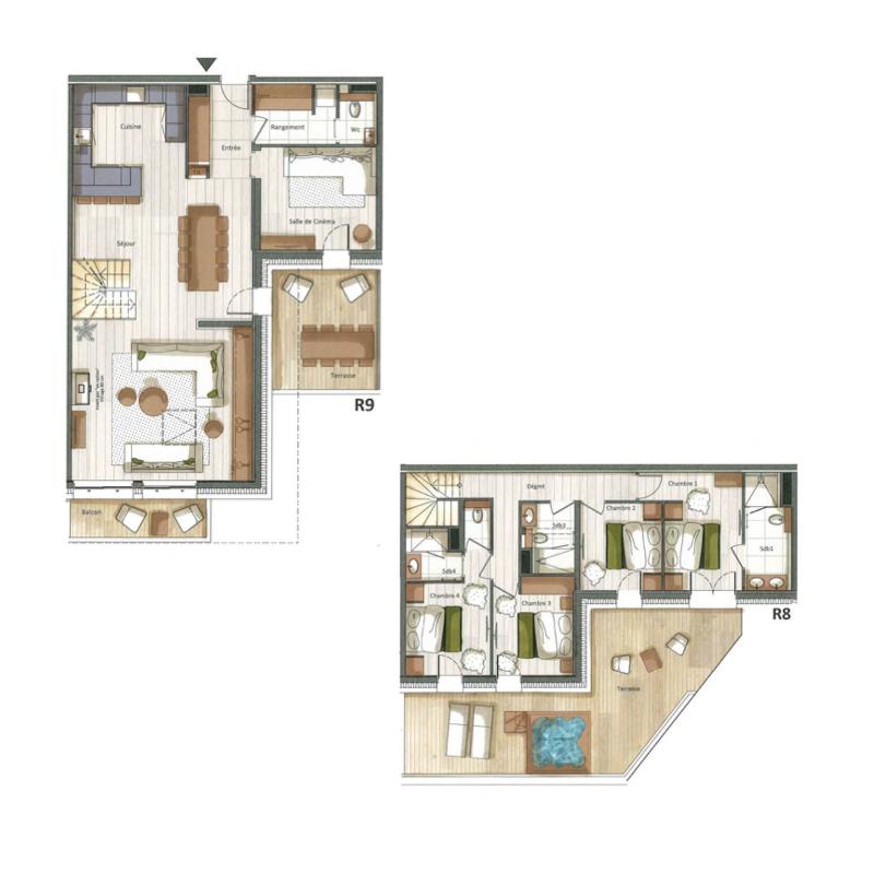 Wynajem na narty Apartament duplex 5 pokojowy 8 osób (H12) - Falcon - Méribel - Plan