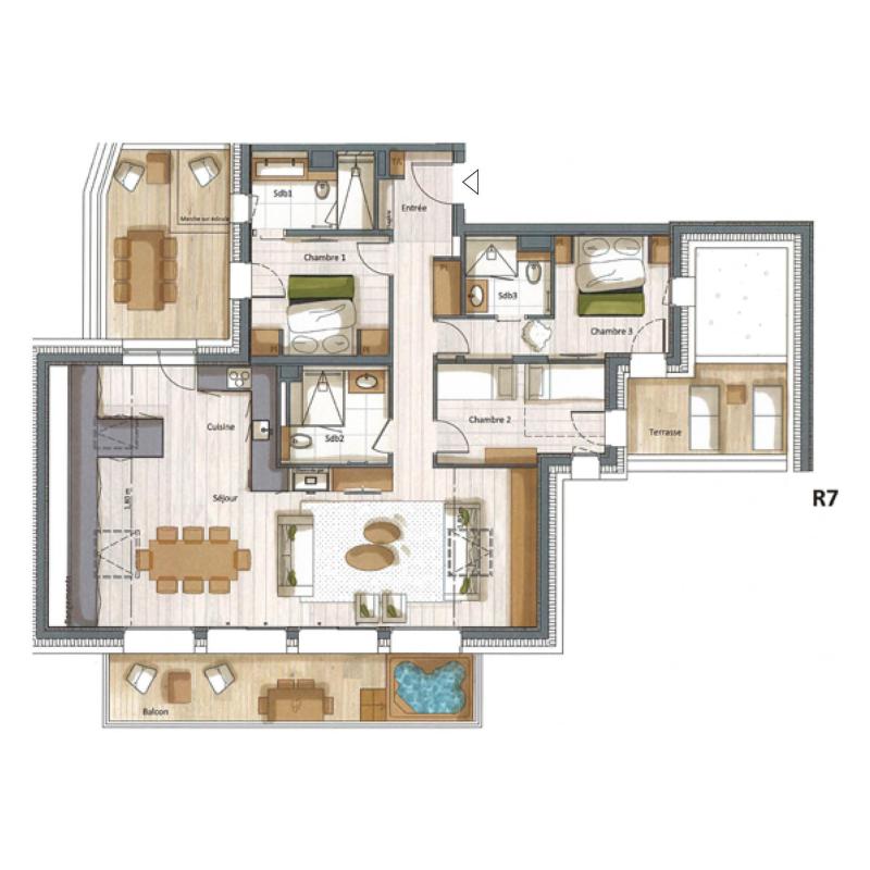 Skiverleih 4-Zimmer-Appartment für 8 Personen (C22) - Falcon - Méribel - Plan