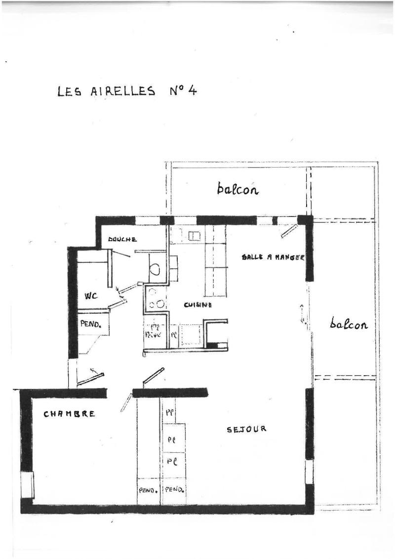 Wynajem na narty Apartament 2 pokojowy 5 osób (04) - La Résidence les Airelles - Méribel - Plan