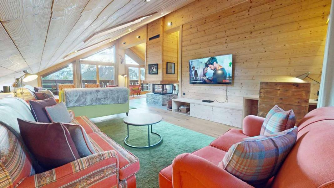 Ski verhuur Appartement duplex 5 kamers 8 personen (A) - Résidence Chanteclair - Méribel - Woonkamer