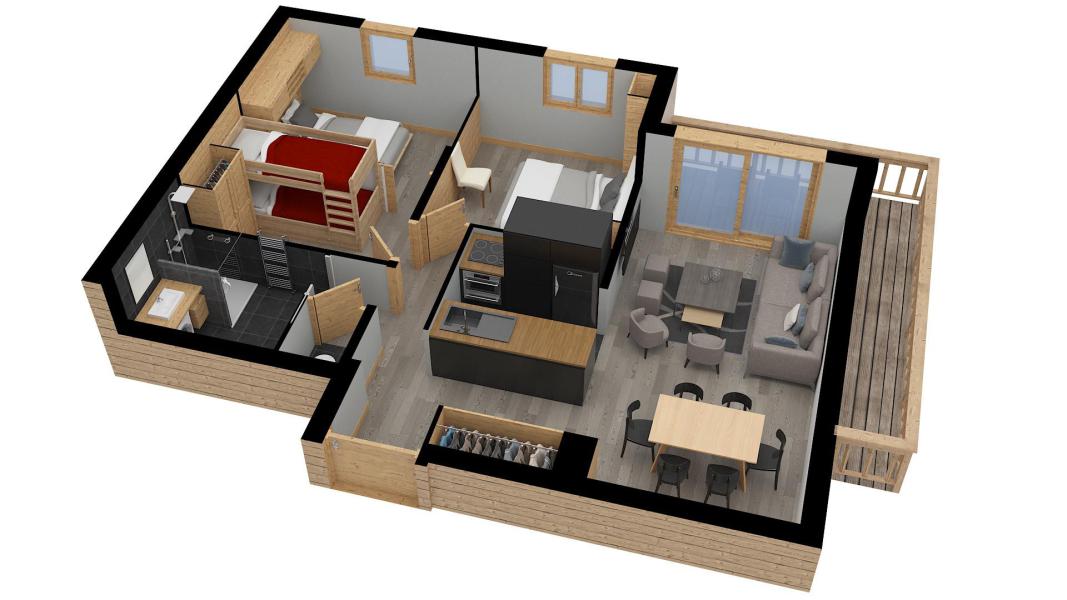 Rent in ski resort 3 room apartment 6 people (2D2) - Résidence des Fermes de Méribel Village Delys - Méribel