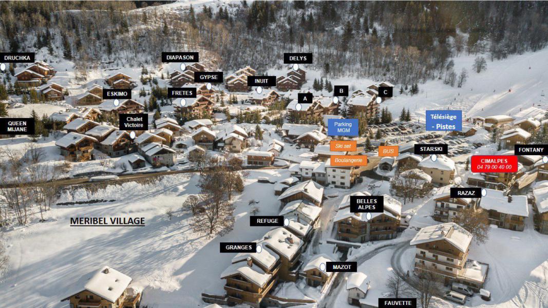 Soggiorno sugli sci Appartamento su due piani 4 stanze per 6 persone - Résidence des Fermes de Méribel Village Inuit - Méribel - Mappa