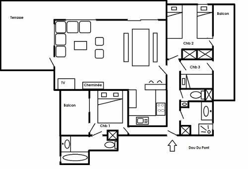 Skiverleih 4-Zimmer-Appartment für 7 Personen - Résidence Dou du Pont - Méribel - Plan