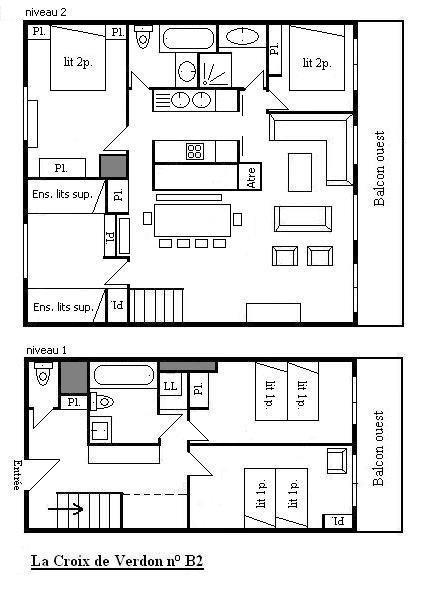 Skiverleih 6 Zimmer Maisonettewohnung für 12 Personen (B2) - Résidence la Croix de Verdon - Méribel