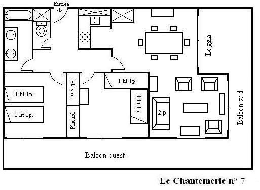 Rent in ski resort 3 room apartment 6 people (007) - Résidence le Chantemerle - Méribel