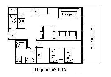 Location au ski Appartement 2 pièces 4 personnes (K16) - Résidence le Daphné - Méribel - Plan