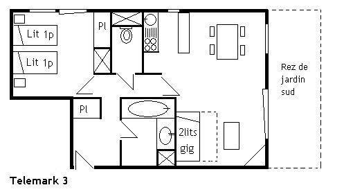 Location au ski Appartement 2 pièces 4 personnes (3) - Résidence le Télémark - Méribel - Plan