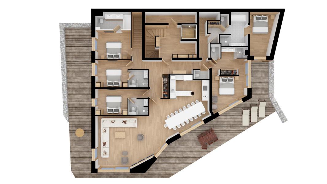 Rent in ski resort 7 room duplex apartment 14 people (1) - Résidence les Belles Alpes - Méribel - Plan
