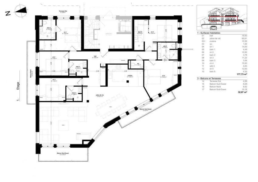 Skiverleih 6-Zimmer-Appartment für 10 Personen (3) - Résidence les Belles Alpes - Méribel - Plan