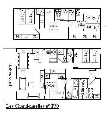 Location au ski Appartement 6 pièces 10 personnes (30) - Résidence les Chandonnelles II - Méribel - Plan