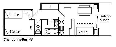 Rent in ski resort 2 room apartment 4 people (P3) - Résidence les Chandonnelles II - Méribel