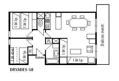 Location au ski Appartement 3 pièces 6 personnes (G8) - Résidence les Dryades - Méribel - Plan