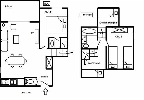 Location au ski Appartement duplex 3 pièces 6 personnes (18) - Résidence les Fermes de Méribel Bat G - Méribel - Plan