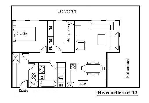 Аренда на лыжном курорте Апартаменты 3 комнат 6 чел. (013) - Résidence les Hivernelles - Méribel - план