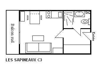 Wynajem na narty Studio 3 osoby (C3) - Résidence les Sapineaux - Méribel