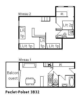 Location au ski Appartement 2 pièces mezzanine 6 personnes (B32) - Résidence Polset - Méribel - Plan