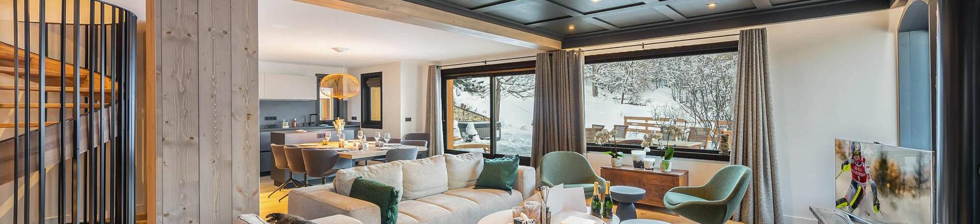 Rent in ski resort 6 room chalet 10 people - Chalet les Morilles - Méribel - Living room