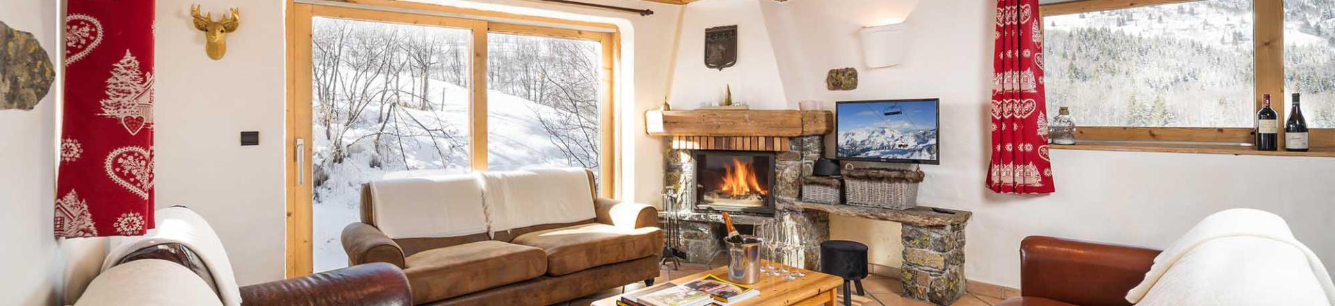 Rent in ski resort Chalet Lou Traves - Méribel - Fireplace