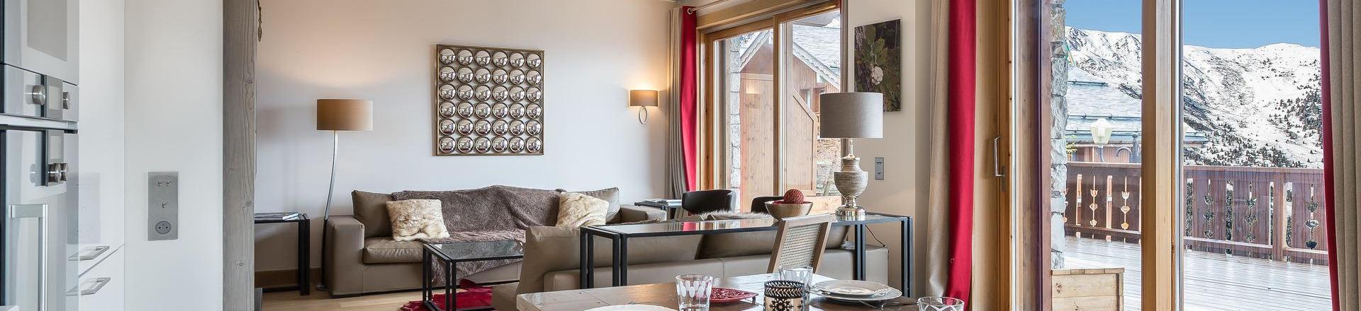 Skiverleih 4-Zimmer-Appartment für 8 Personen (11) - Résidence Aspen Lodge & Park - Méribel - Wohnzimmer