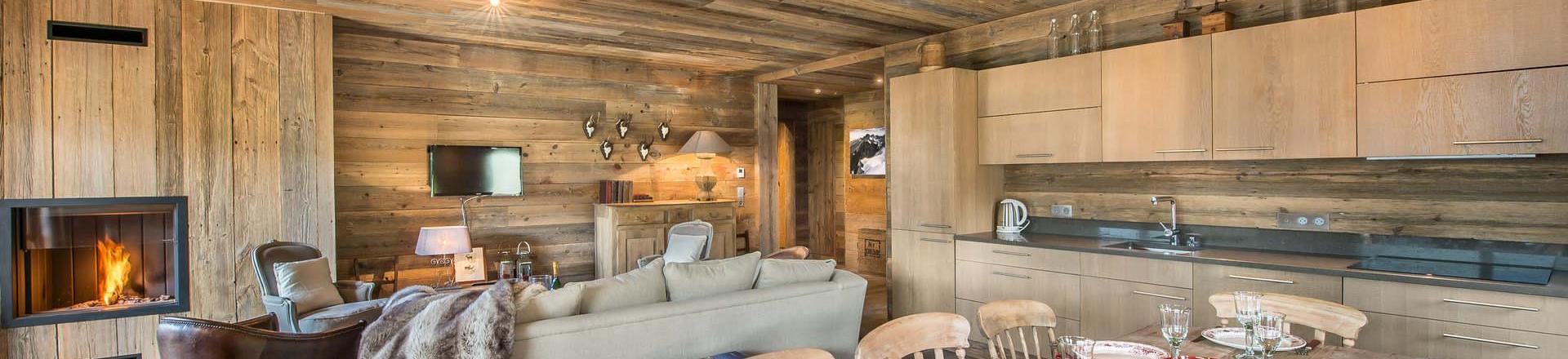 Skiverleih 5-Zimmer-Holzhütte für 8 Personen (33) - Résidence Aspen Lodge & Park - Méribel - Wohnzimmer