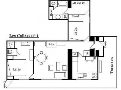 Wynajem na narty Apartament 3 pokojowy 5 osób (180-001) - Chalet les Colleys - Méribel - Plan