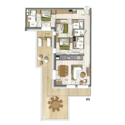 Skiverleih 4-Zimmer-Appartment für 6 Personen (G11) - Falcon - Méribel - Plan