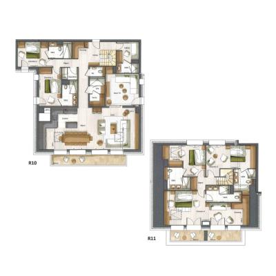 Skiverleih 6-Zimmer-Maisonette-Wohnung für 10-12 Personen (G22) - Falcon - Méribel - Plan