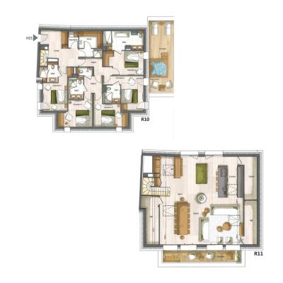 Skiverleih 6 Zimmer Maisonettewohnung für 11-13 Personen (H21 - H22) - Falcon - Méribel - Plan