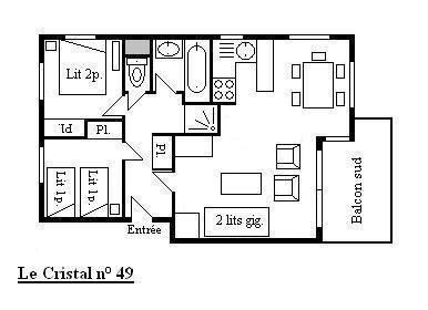 Rent in ski resort 3 room apartment 6 people (49) - Résidence Cristal - Méribel