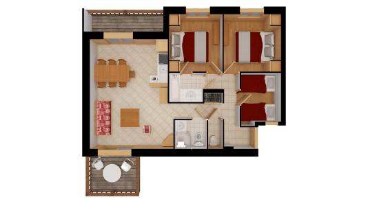 Wynajem na narty Apartament 4 pokojowy kabina 6 osób (110) - Résidence Ferm B - Méribel - Plan