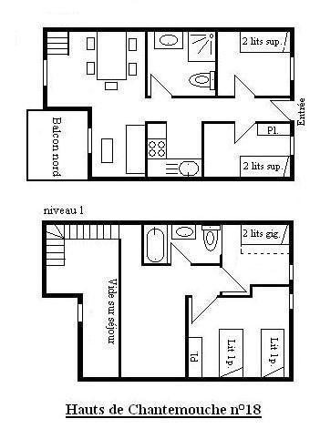 Location au ski Appartement duplex 5 pièces 8 personnes (18) - Résidence Hauts de Chantemouche - Méribel - Plan