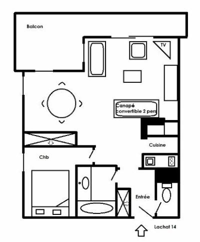 Soggiorno sugli sci Appartamento 2 stanze per 4 persone (14) - Résidence Lachat - Méribel - Mappa