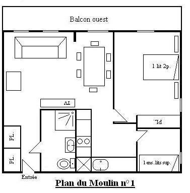Location au ski Appartement 3 pièces 4 personnes (001) - Résidence le Plan du Moulin - Méribel - Plan
