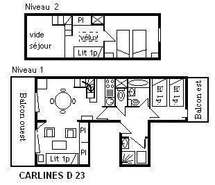 Location au ski Appartement duplex 3 pièces 6 personnes (D23) - Résidence les Carlines - Méribel