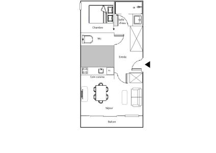 Rent in ski resort 2 room apartment 4 people (1) - Résidence Trois Marches Bat C - Méribel - Plan