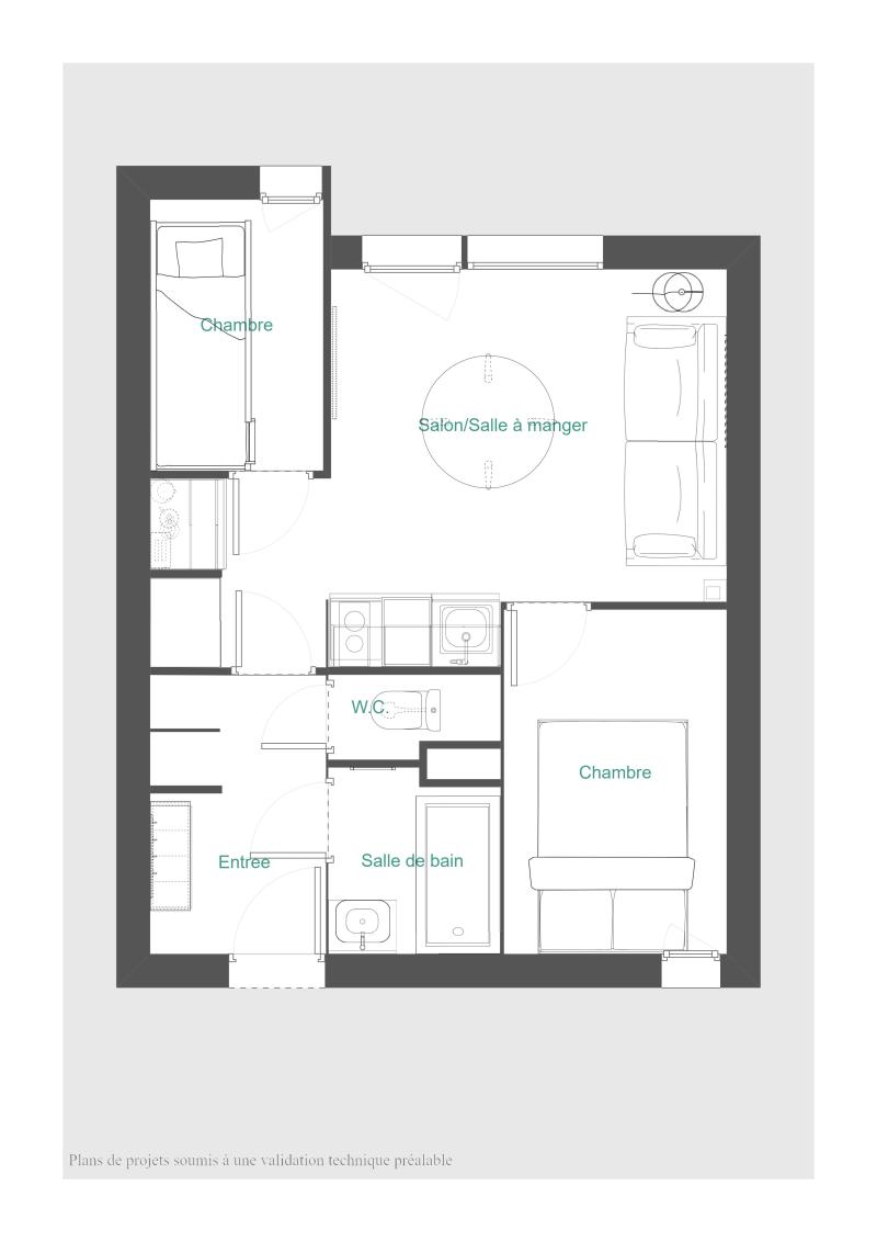 Skiverleih 3-Zimmer-Holzhütte für 4 Personen (407) - Résidence le Chanteloup - Montalbert