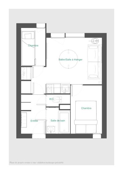 Alquiler al esquí Apartamento 3 piezas cabina para 4 personas (407) - Résidence le Chanteloup - Montalbert