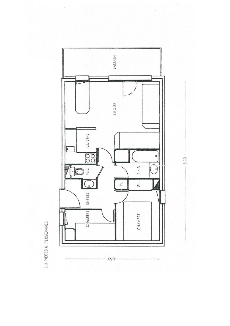 Location au ski Appartement 1 pièces cabine 6 personnes (301) - Résidence le Domino - Montchavin La Plagne - Plan