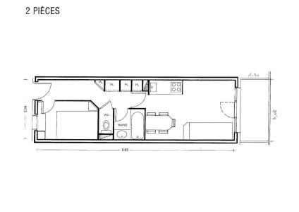Alquiler al esquí Apartamento 2 piezas para 4 personas (304) - Résidence Sextant - Montchavin La Plagne - Plano