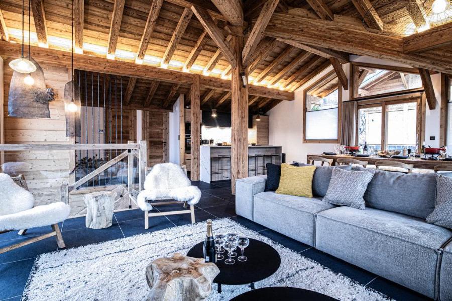Rent in ski resort 6 room triplex chalet 10 people - NANOOK - Morzine - Living room