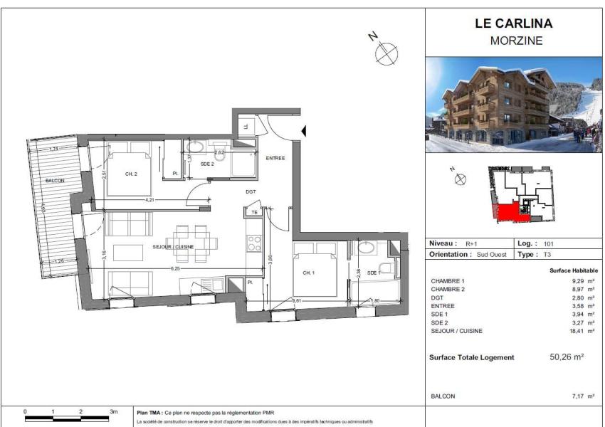 Alquiler al esquí Apartamento 3 piezas para 6 personas (101) - Résidence Carlina - Morzine - Plano
