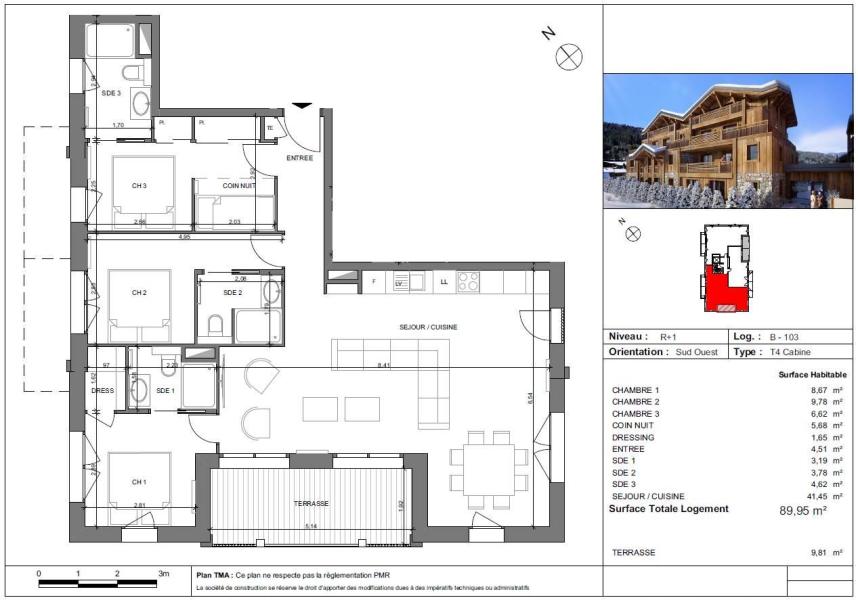 Аренда на лыжном курорте Апартаменты 4 комнат 8 чел. (B103) - Résidence Echo du Pleney - Morzine - план