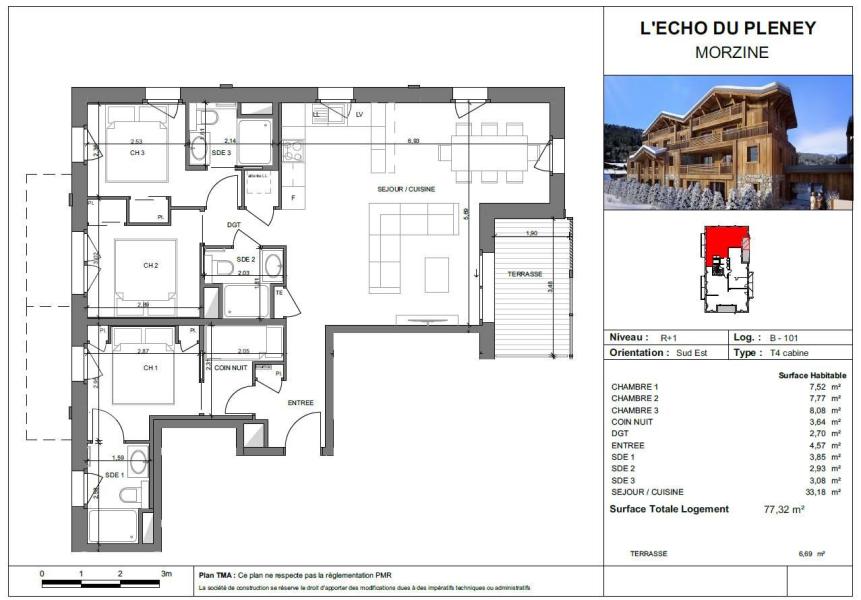 Rent in ski resort 4 room apartment 8 people (B101) - Résidence Echo du Pleney - Morzine - Plan