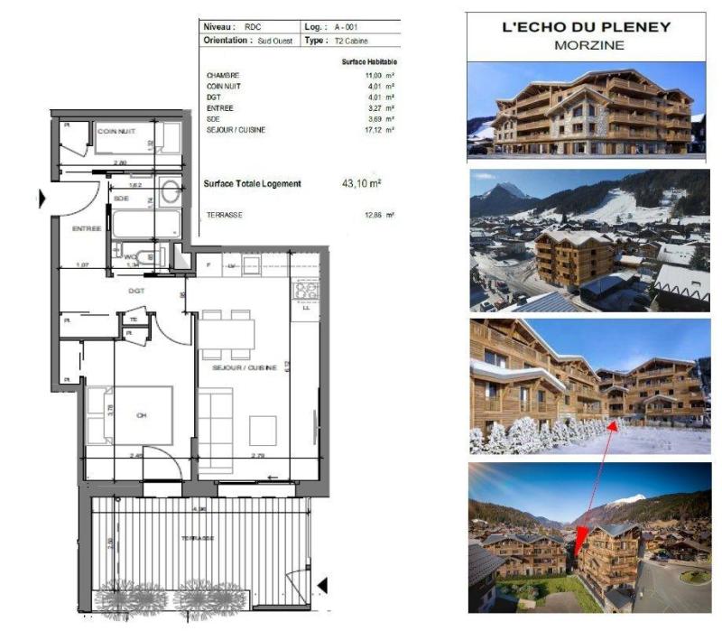 Location au ski Appartement 2 pièces 6 personnes (A001) - Résidence Echo du Pleney - Morzine - Plan