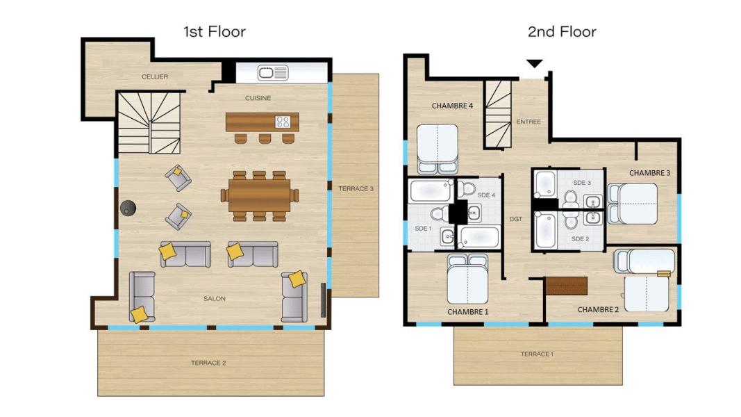 Rent in ski resort 5 room duplex apartment 9 people (B203) - Résidence Echo du Pleney - Morzine - Plan