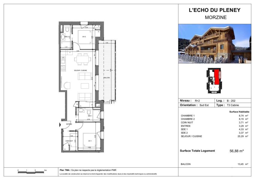 Skiverleih 4-Zimmer-Holzhütte für 8 Personen (B202) - Résidence Echo du Pleney - Morzine - Plan